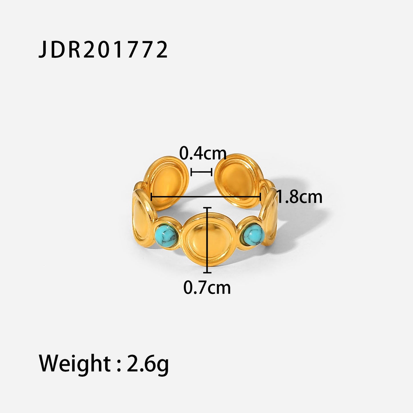 Natural Stone All-match Gemstone Bracelet Titanium Steel Open-end Ring