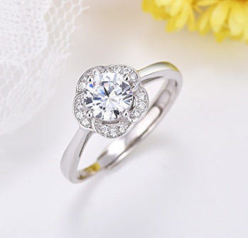 925 Silver Rose Engagement Ring With Adjustable Opening