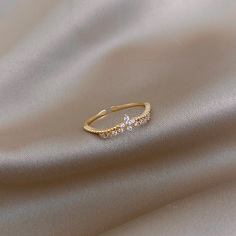 Zircon Pearl Ring With Crown Open Design And Star Accent For Elegant Japanese Korean Style Jewelry Elegant Gem