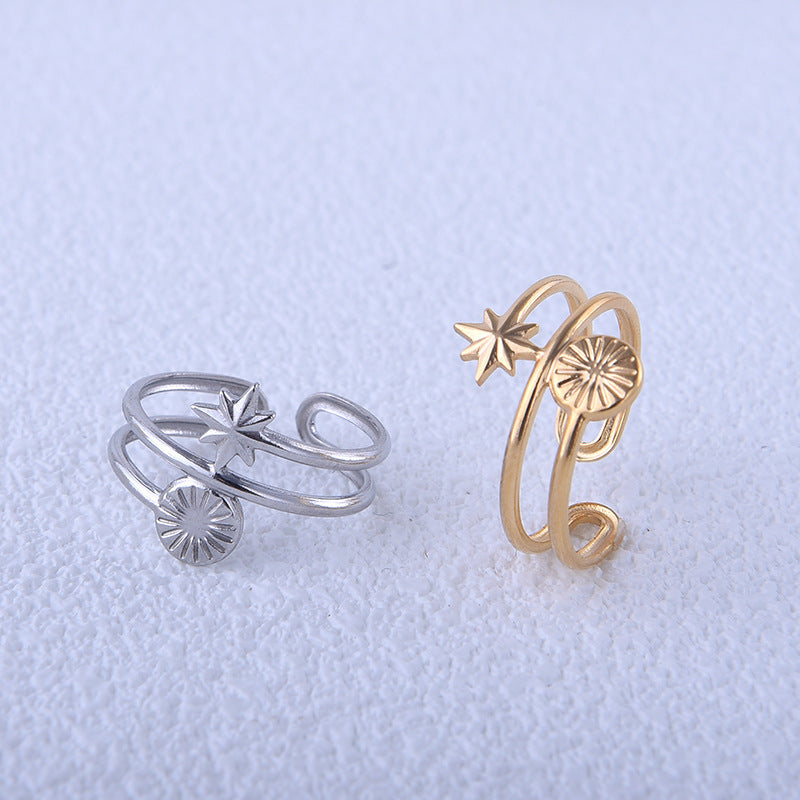 Womens Titanium Steel Ring Elegant Electroplated Jewelry For Her Fashion Gift High Grade Design Polished Shine