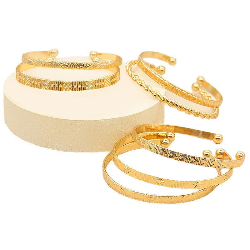 Geometric Bracelet Set Of 7 Irregular Texture Twist Bracelets For Women And Girls Everyday Wear For Daily Wear