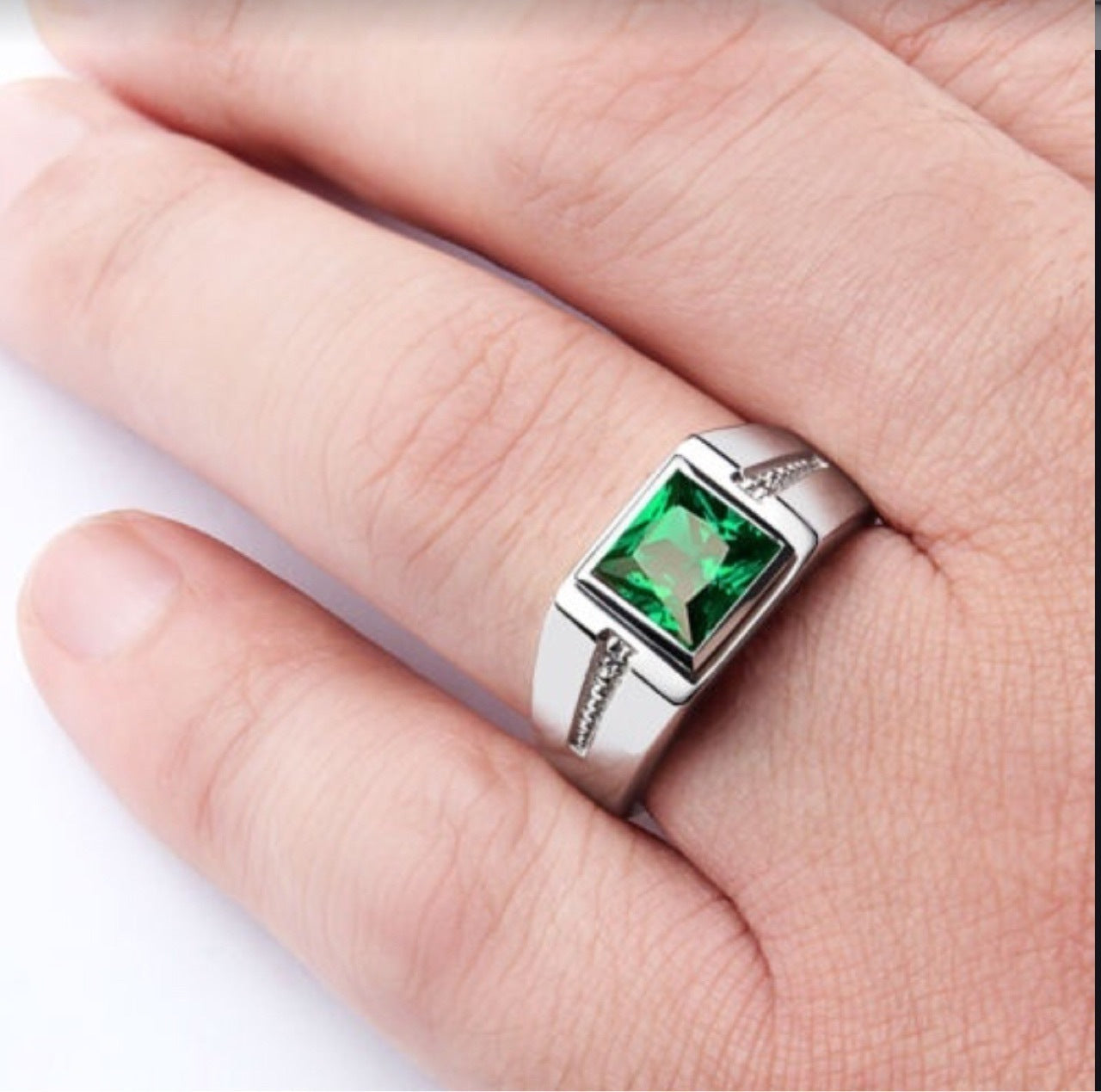 Alloy Ring With Square Zirconia Electroplated Geometric Design Unisex Fashion Jewelry Anniversary Gift Party Gift Ready