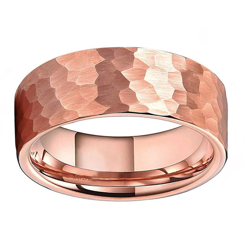 Mens Tungsten Ring Rose Gold Finish 8mm Wide U Shape Comfort Fit Durable Band For Men Everyday Wear Daily Wear