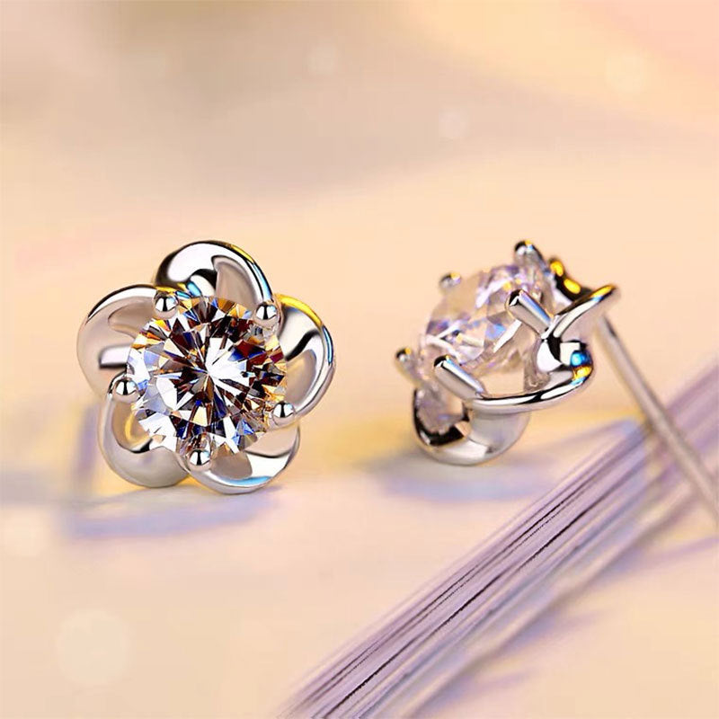 925 Sterling Silver Chinese Style Flower Drop Earrings Gemstone Inlaid Electroplated Jewelry For Daily Wear Lux