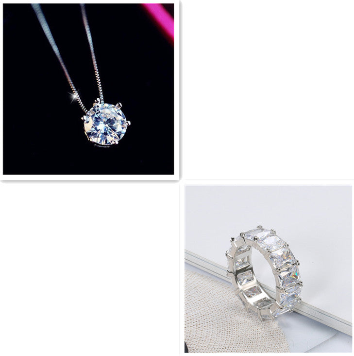 Fashion Bright Diamond Square Gemstone New Ring Women