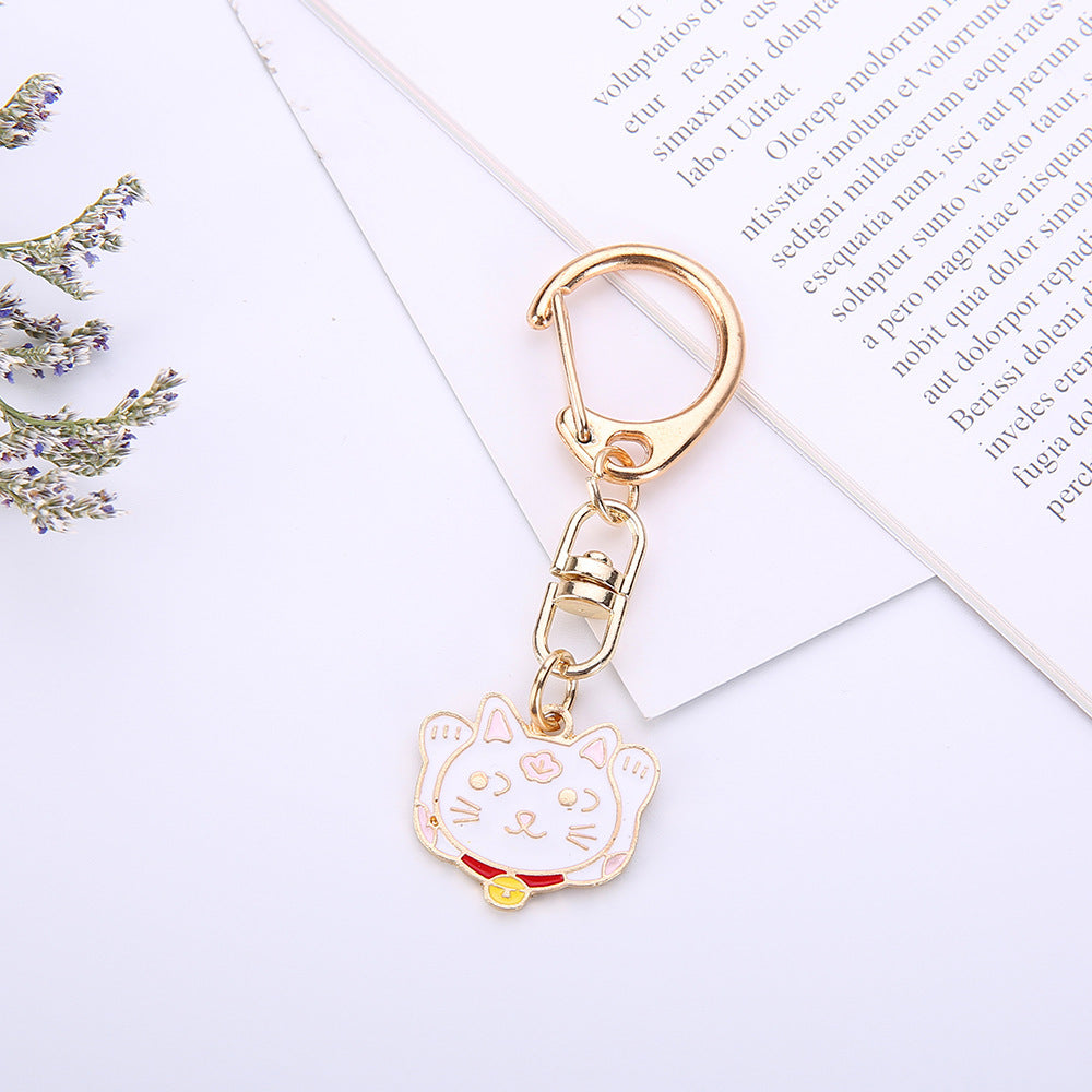 Beckoning Cat And Puppy Alloy Keychains Unisex Cute Animal Key Rings Fashion Accessories For Everyday Use Gift