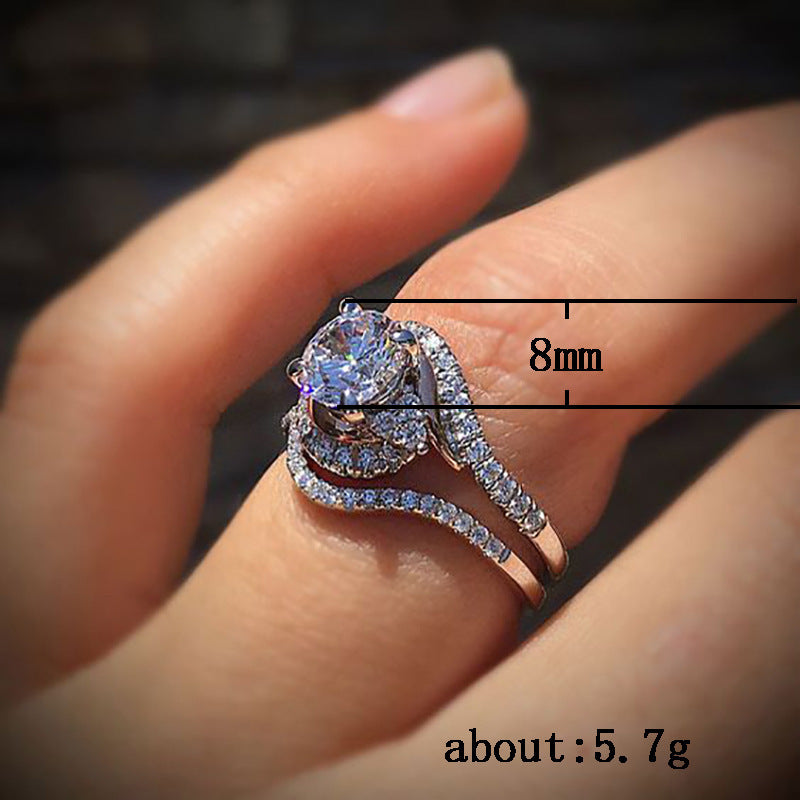 Zircon Engagement Ring White Gold Plated Copper Pledge Anniversary Wedding Band Elegant Dainty Ring Durability