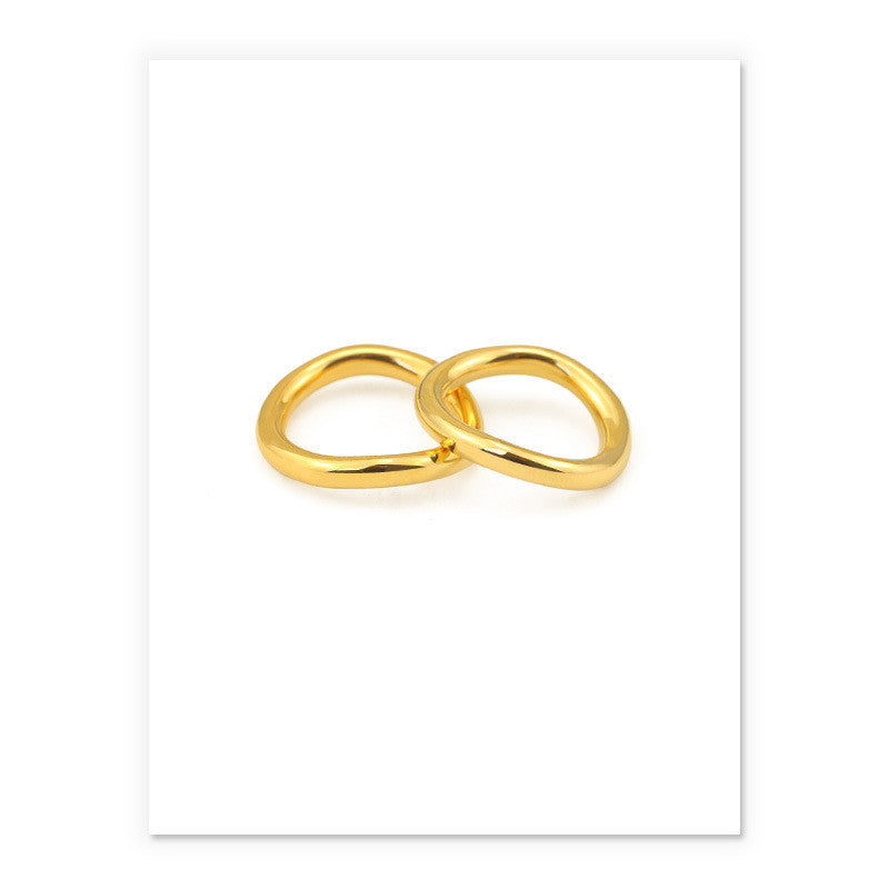 Womens Circle Ring Real Gold Plated Geometric Ring Retro Brass Electroplated Glossy Jewelry Size 7 Gift For Me