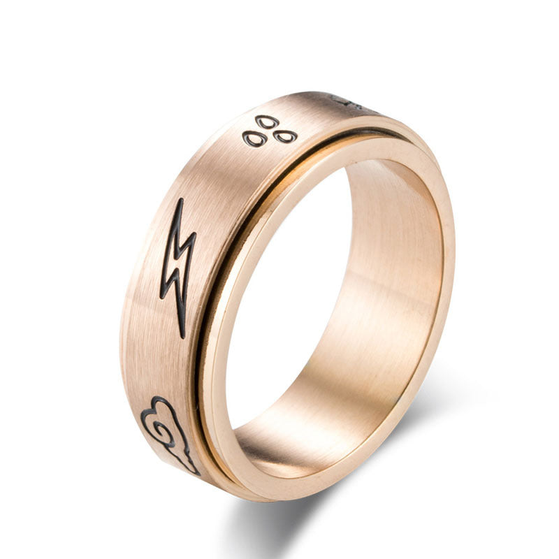 Womens Titanium Steel Rotatable Geometric Ring Silver Rose