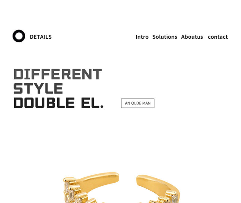 Adjustable Copper Zircon Ring For Women Gold Tone Line Geometry Ins Style Elegant Jewelry For Daily Wear Needs