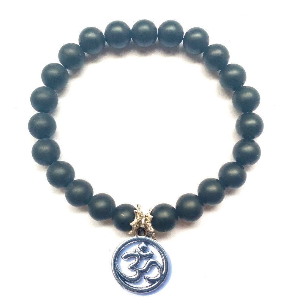 Unisex Frosted Black Agate Beaded Bracelet With Tree of Life Pendant 8mm Beads Handmade Jewelry for Everyday Wear