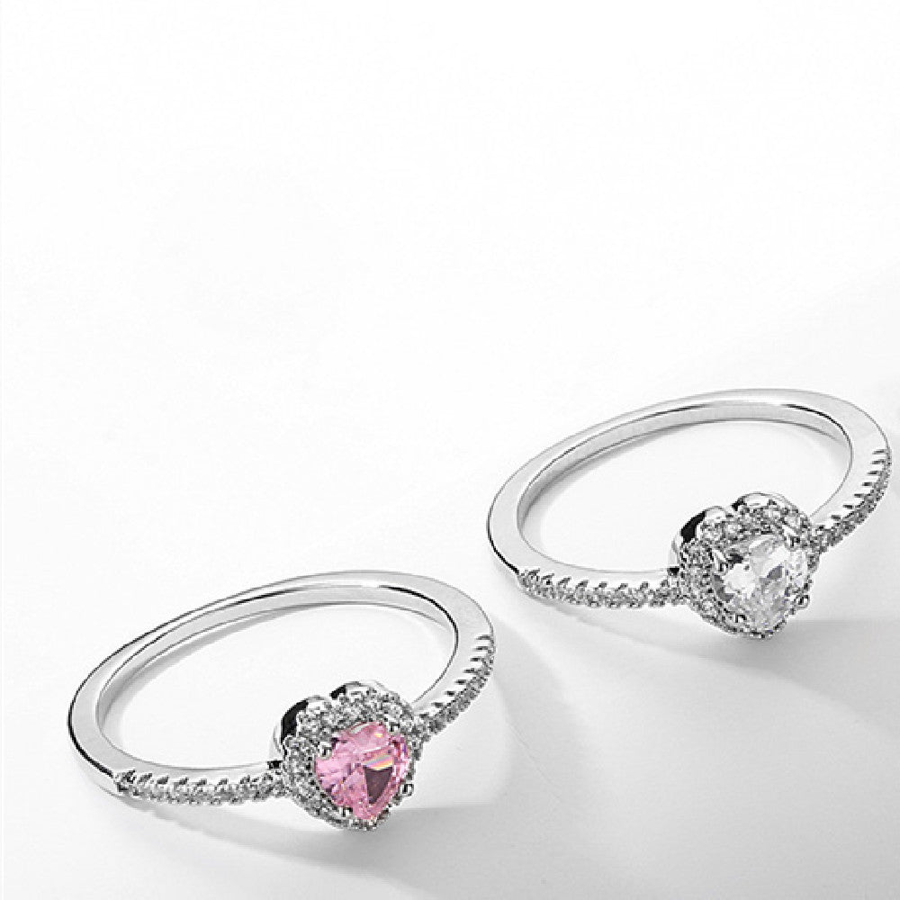 Zircon Ring White Plated Plated Copper Ring Versatile Inlaid Ring For Her Elegant Female Ring Anniversary Gift