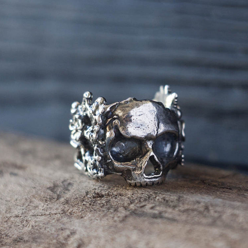 Electroplated Metal Skull Headband With Flower Vintage Ghost Headpiece Hair Accessory Individually Packed Gift