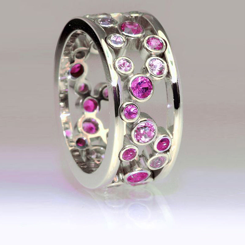 Zircon Openwork Circle Ring Gold Plated Copper Geometric