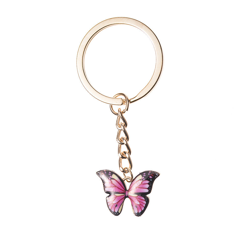 Butterfly Pendant Keychain Dripping Oil Design Alloy Key Ring Lightweight Fashion Accessory For Keys Bags And Decor