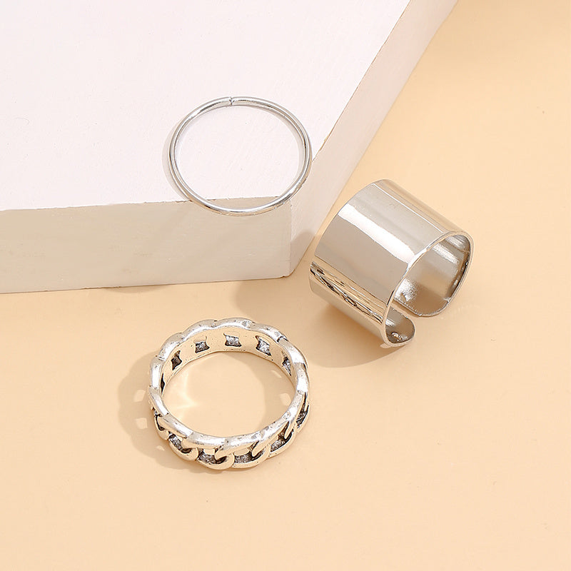 Women Geometric Ring Set Fashion Jewelry Electroplated Irregular Shape Zinc Alloy Metal Rings For Daily Styles