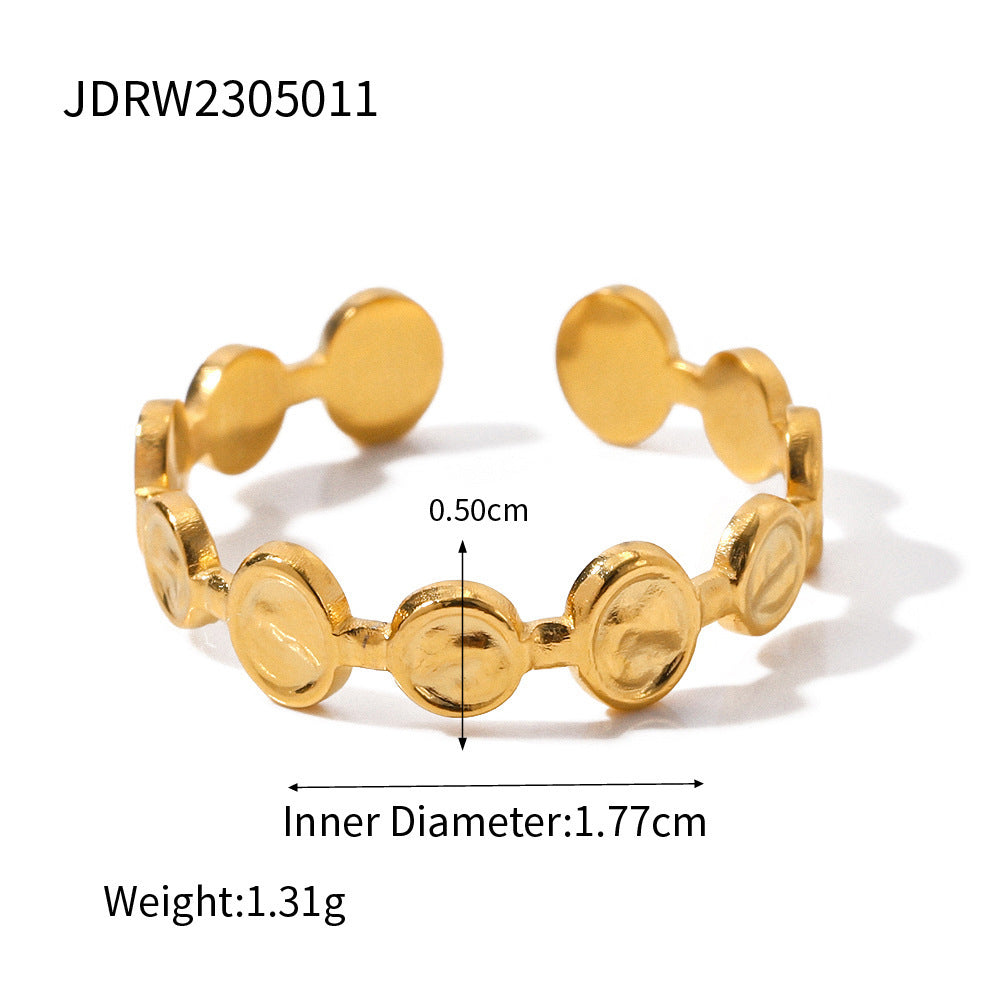 Gold Plated Stainless Steel Ring With Zircon Inlaid Geometric Star Retro European Design For Daily Wear Classy