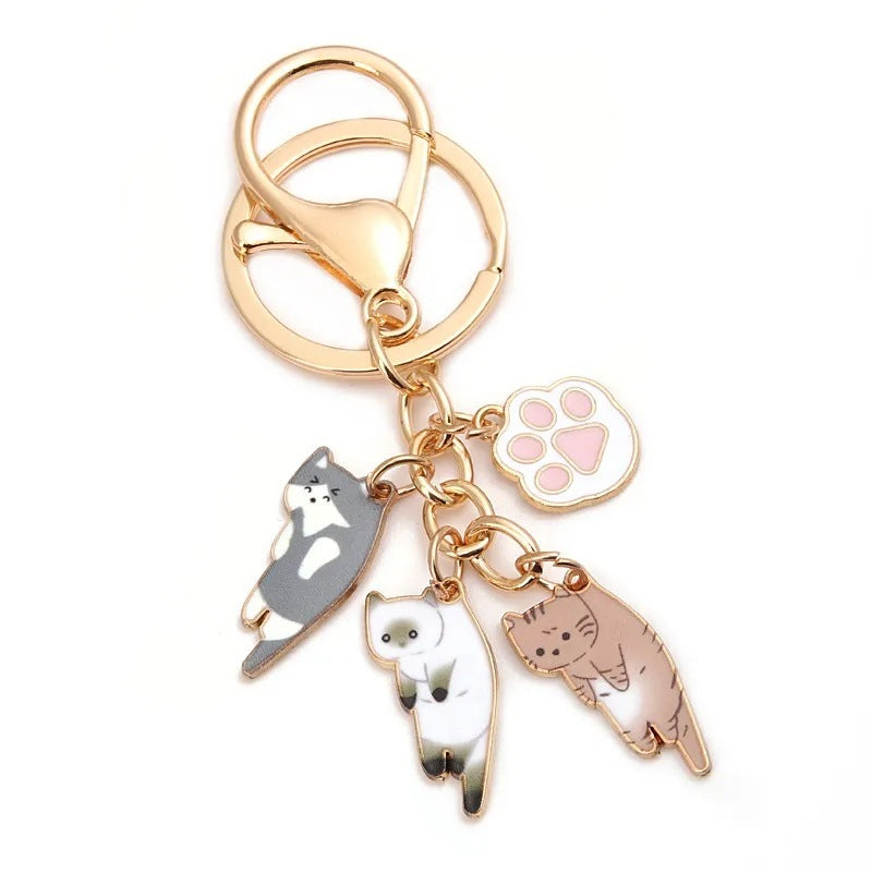 Cartoon Cat Paw Keychain Ornament Cute Pet Accessory Durable Alloy For Cat Lovers Decoration For Bag Keys Gift