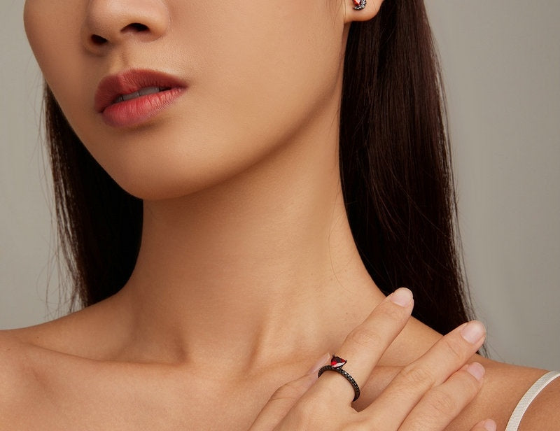 Womens Sterling Silver S925 Ring With Natural Diamond Heart Shaped Design Elegant Anniversary Gift For Her Joy