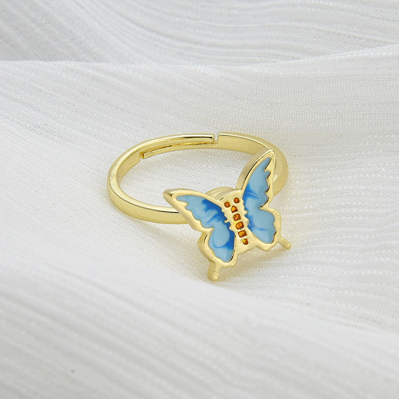 Adjustable Rotating Flower Ring Copper Floral Butterfly Design For Women And Men Birthday Gift Flower And Ring
