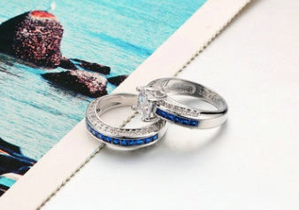 Womens Zircon Square Ring Platinum Plated Durable Geometric Fashion Elegant Anniversary Promise Ring For Everyday Wear