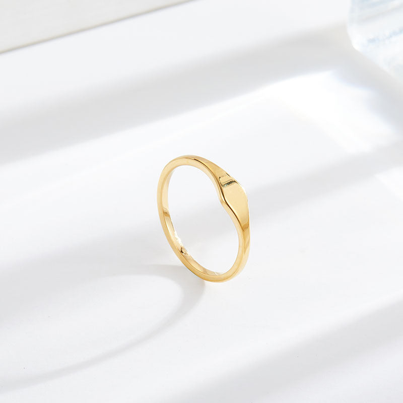 Womens Titanium Steel Ring Electroplated Gold Finish Flat Band Elegant Jewelry Gift For Her Size 6 7 8 9 Style