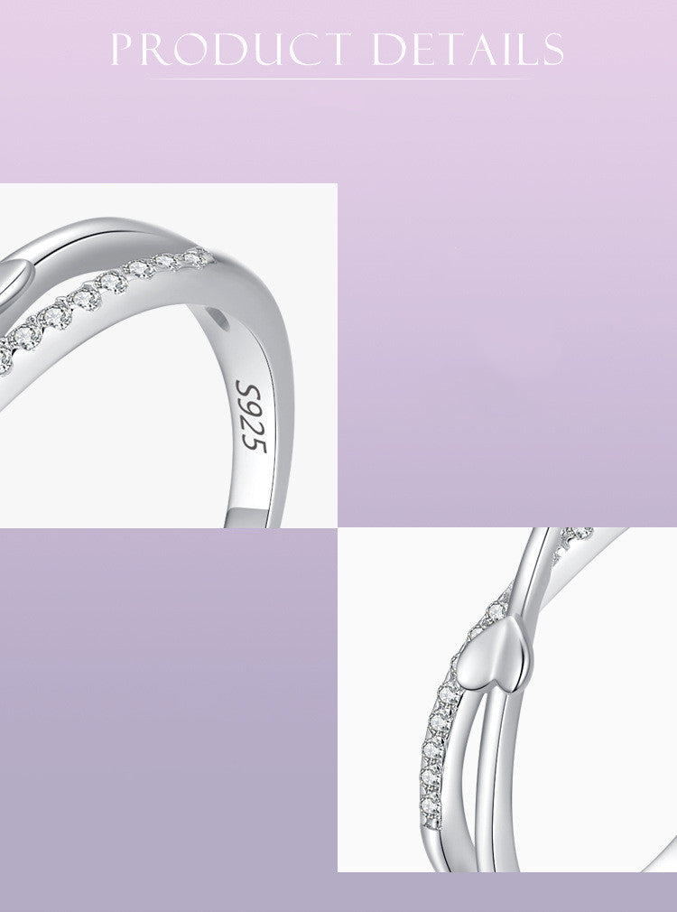 Womens 925 Sterling Silver Heart Ring With Gold Plated Gemstones Diamond Cut Romantic Jewelry Timeless For Her