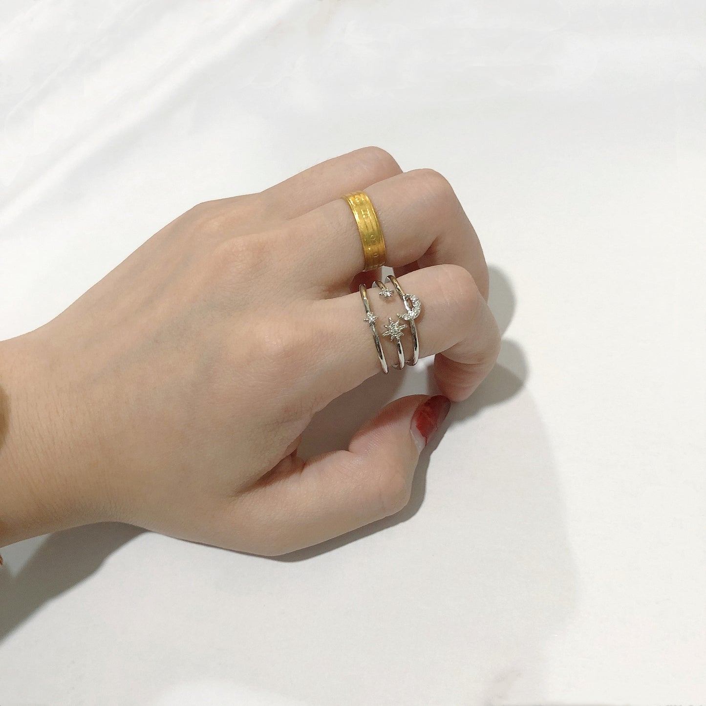 Copper Ring With Hollow Star And Moon Celestial Design Exquisite Fashion Jewelry Elegant Statement Gift Idea For Wear