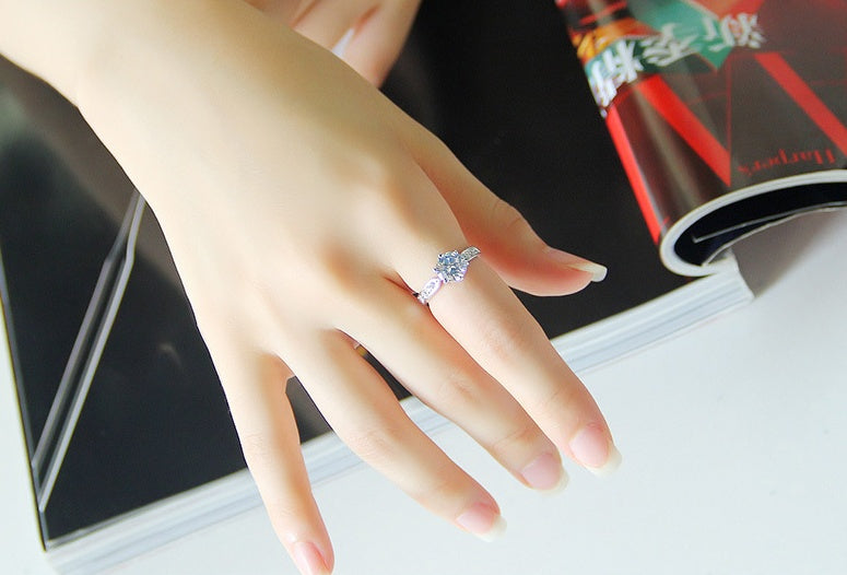 925 Sterling Silver Crystal Zircon Crown Ring For Women Sparkling Engagement Gift For Wedding Anniversary Idea