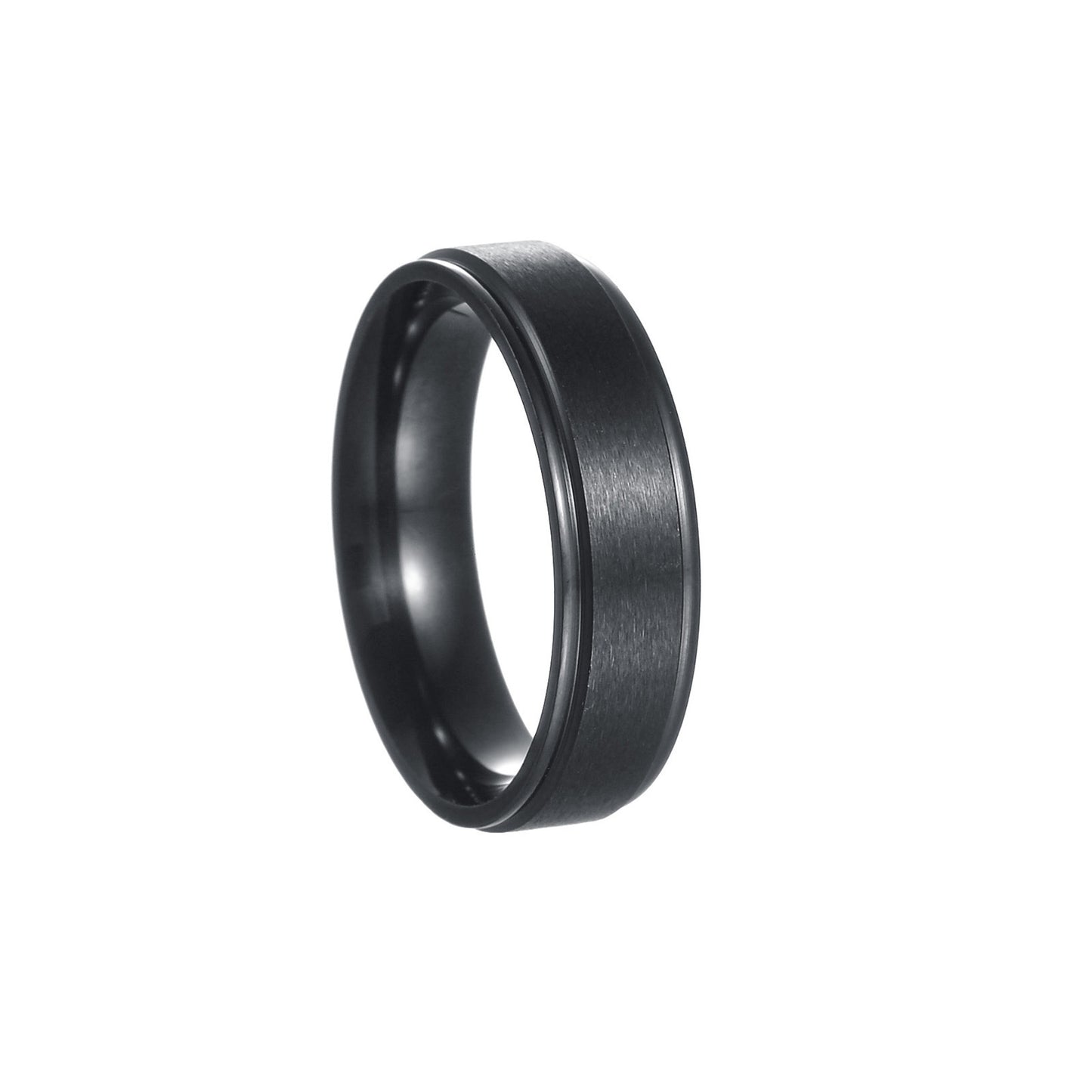 Titanium Steel Ring 6mm Wide Band Step Sand Surface Matte Finish Unisex European Design Ring For Men And Women