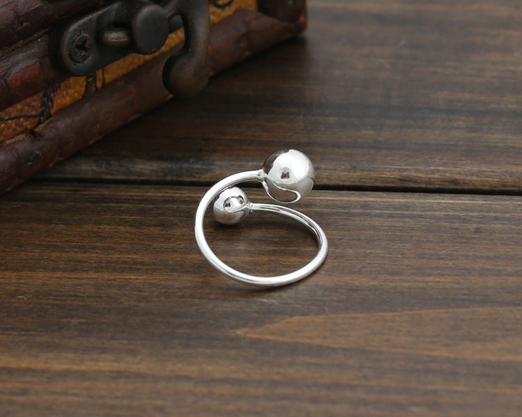 Adjustable Sterling Silver Bead Ring For Women Small Beads