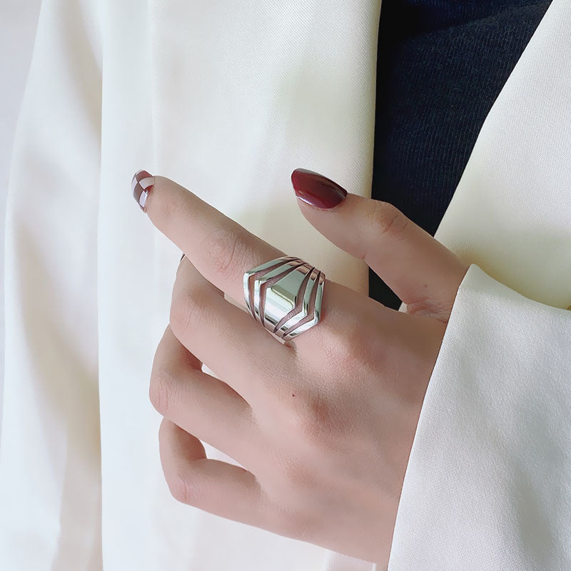 Geometric Simple Ring For Women Titanium Steel Glossy Finish Gold Or Silver US Sizes 6 7 8 9 Everyday Wear Pro