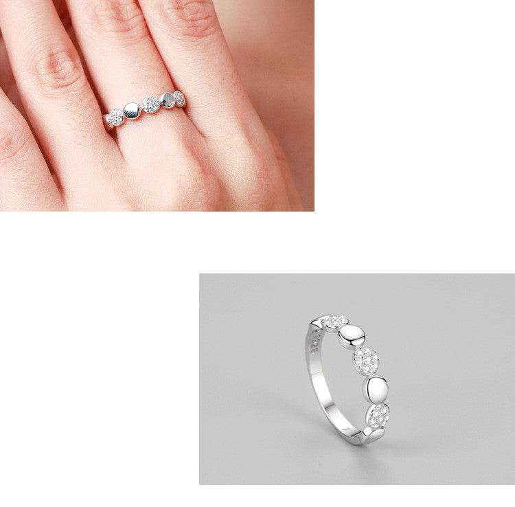 Womens Fashion Ring Round Diamond Simulant Gemstone Gold Plated Inlay 925 Sterling Silver Ring For Women Girls