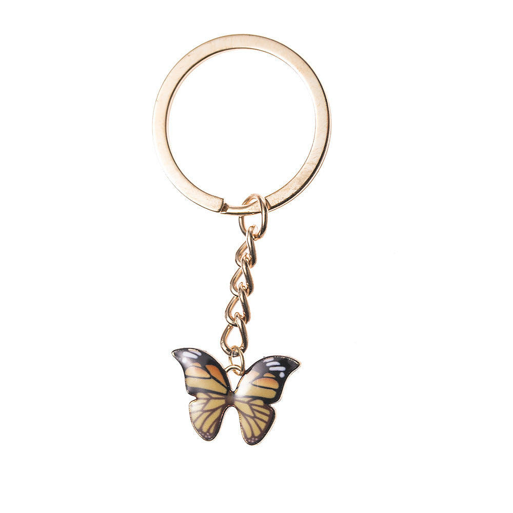 Butterfly Pendant Keychain Dripping Oil Design Alloy Key Ring Lightweight Fashion Accessory For Keys Bags And Decor