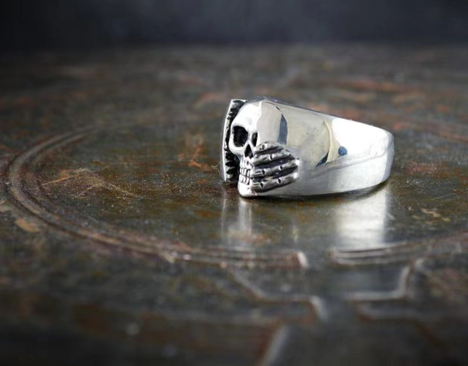 Mens Skull Ring Zinc Alloy Retro Punk Motorcycle Biker Jewelry Gift For Men Skull Design Durable Accessory Pro