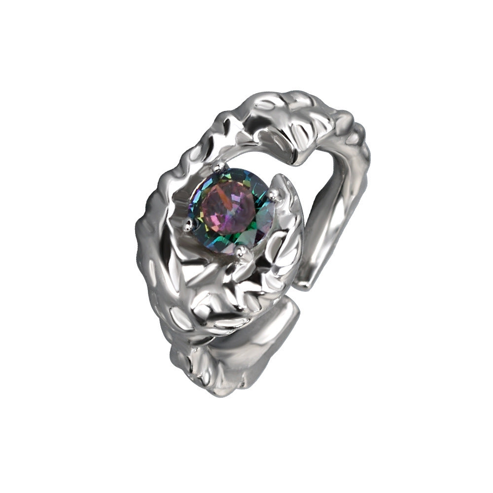 Womens Adjustable Diamond Inlaid Ring Hip Hop Style Gold Plated U Shaped Niche Design Unique Statement Ring For Fashion