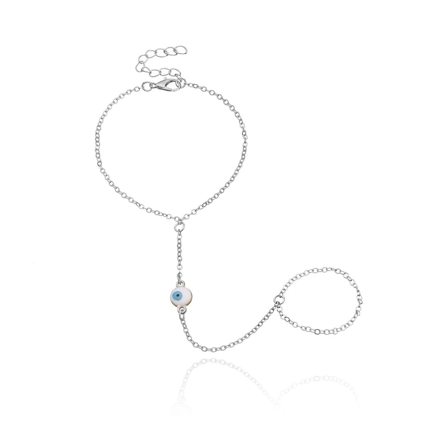 Womens Bracelet With Crystal Inlays Adjustable Hand Ring Chain Geometric Designs AlloyMetal GiftFor Her Fashion