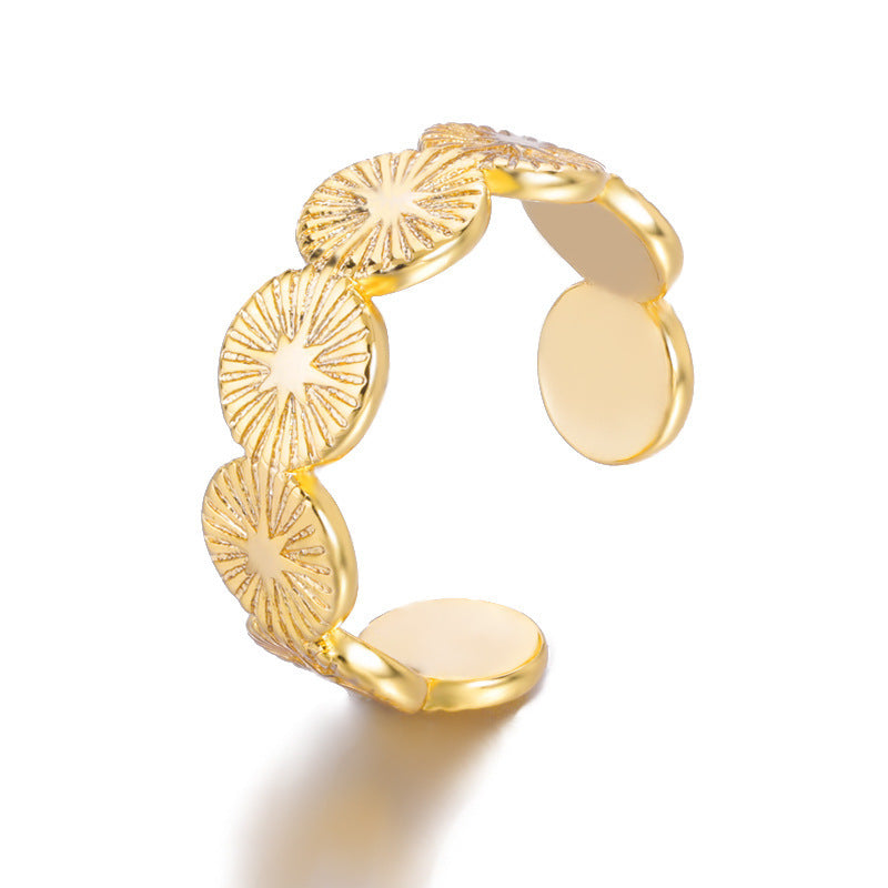 Flower Design Zircon Ring Gold Tone Or Silver Tone Copper
