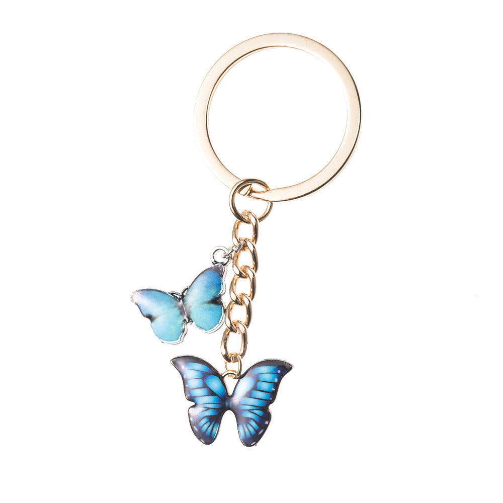 Butterfly Pendant Keychain Dripping Oil Design Alloy Key Ring Lightweight Fashion Accessory For Keys Bags And Decor