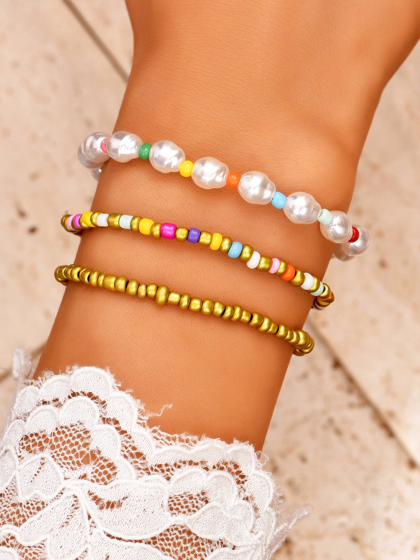 Womens Geometric Bracelets Set Of 3pc Fashion Plastic Stone Jewelry Trendy Bracelets Geometric Design Bracelet