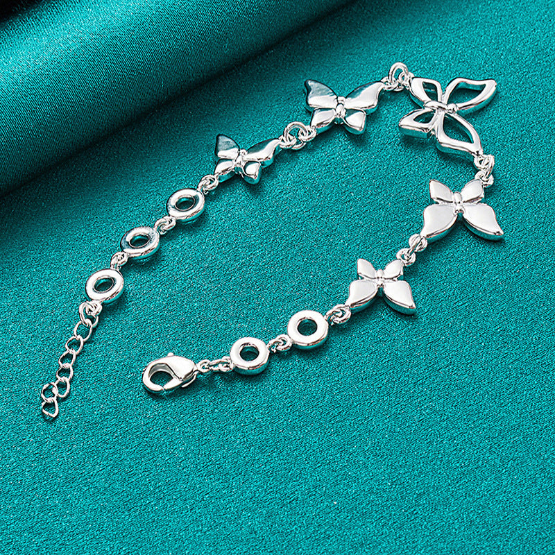 Womens Star Bracelet Retro Design Light Luxury Hollow Butterfly Alloy Silver Electroplated Jewelry For Women Gift