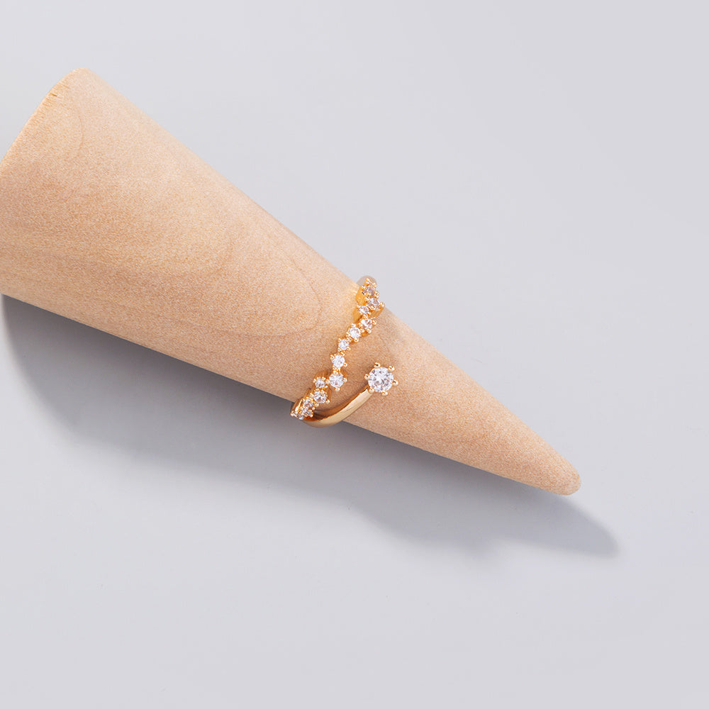 Adjustable Sparkling Zircon Ring Copper European Design Electroplated Jewelry Gift Ready For Any Occasion Stylish