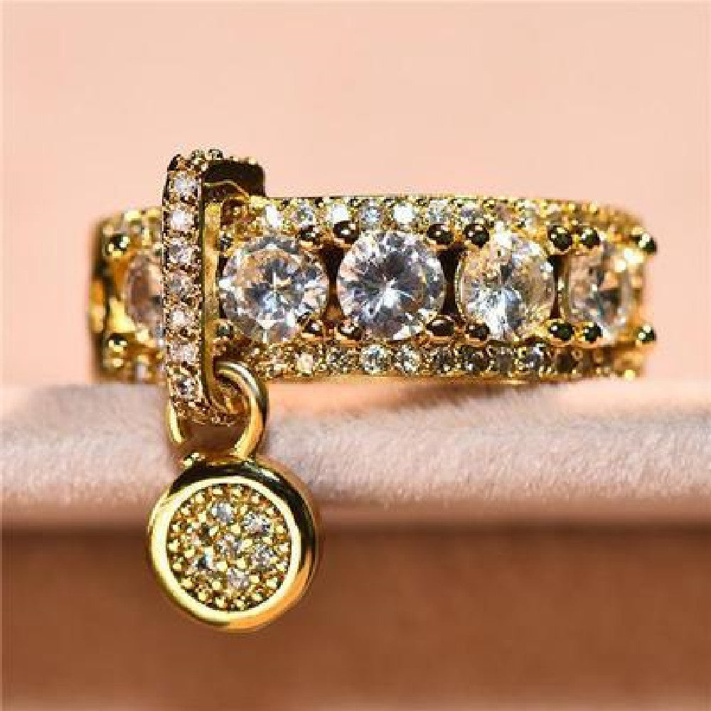 Copper Disc Inlaid Zircon Ring For Women Silver Gold And Rose Gold Variants Size 4 5 6 7 8 9 10 11 12 Elegant Accessory