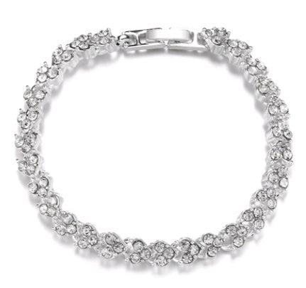 Heart Shaped Gemstone Bracelet For Women Diamond Sparkling Alloy Jewelry Elegant Fashion Accessory Giftset New