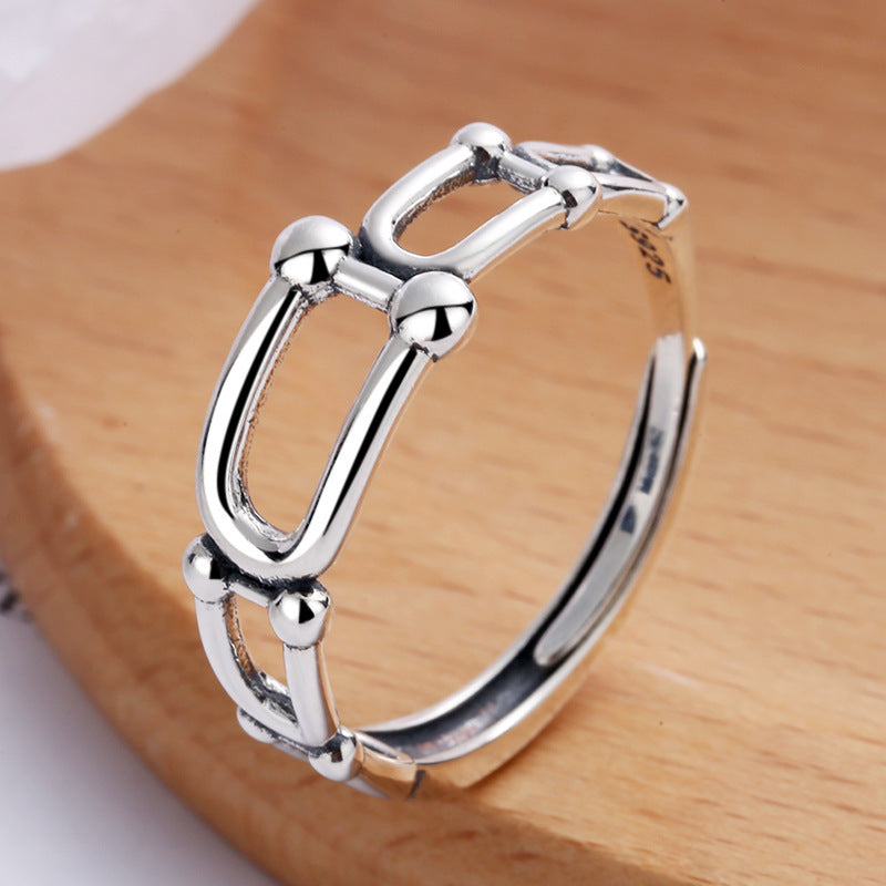 Womens U Shape Horseshoe Silver Ring With Adjustable Opening Individually Packed For Everyday Wear For Everyday