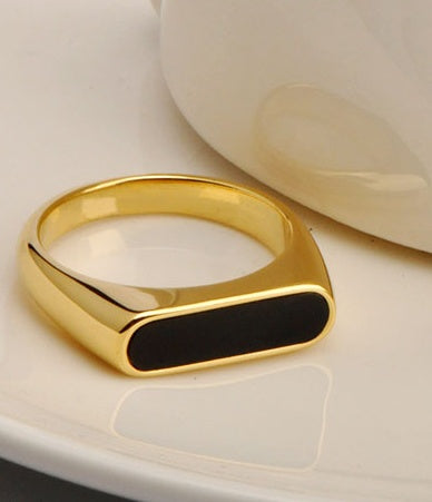 Vintage White Fritillary Titanium Ring Teardrop Geometric Gold Plated European Style Jewelry Ring Size 5 6 7 8 9 10