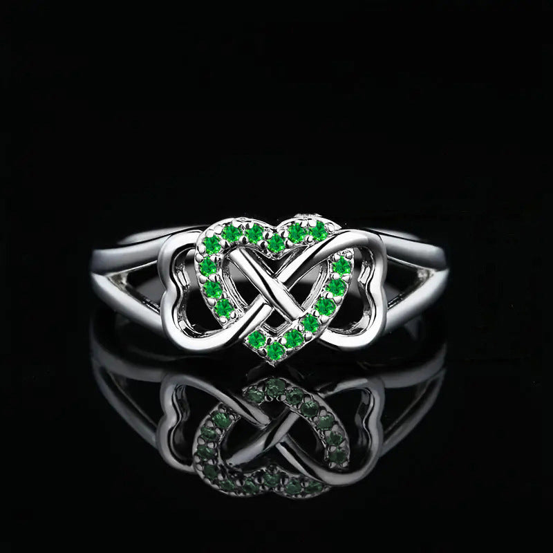 Heart Shaped Copper Hypoallergenic Ring With Micro Paved Zirconia For Her Jewelry Gift Women Elegant Ring Sizes 5 To 12