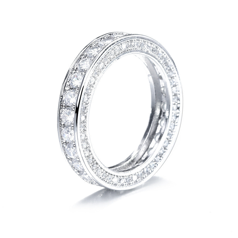 18K Gold Plated Zircon Ring For Women Full Circle Copper Band Durable Elegant Fashion Jewelry Gift For Her Always