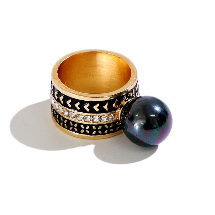 New Style Ring European Retro Zircon Inlaid Diamond Ring Gold Plated Geometric Pastoral Ethnic Jewellery Women