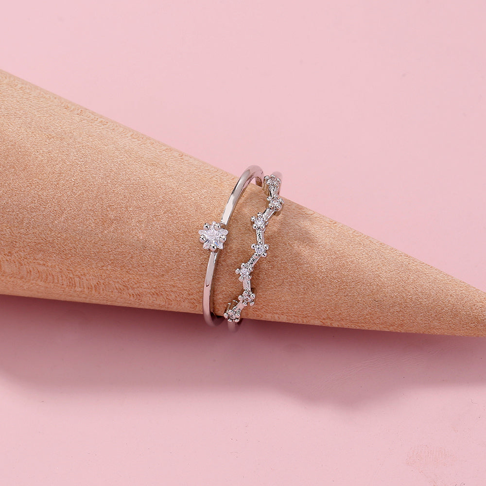 Adjustable Copper Ring With Zircon Accents Open End Band